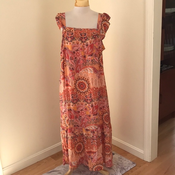 Knox Rose XL floral ruffled sleeve midi dress. - Picture 1 of 8
